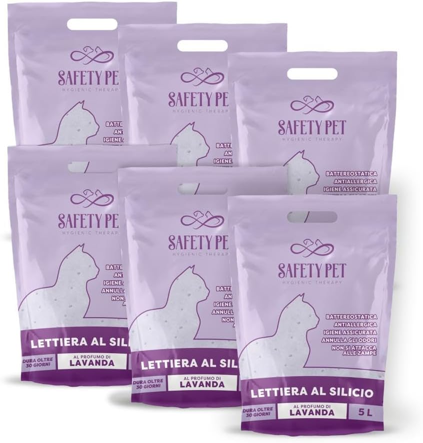 LETTIERA PER GATTI SILICIO SUPER ASSORBENTE OFFERTA FORMATO MAXI 30LT PROFUMO LAVANDA