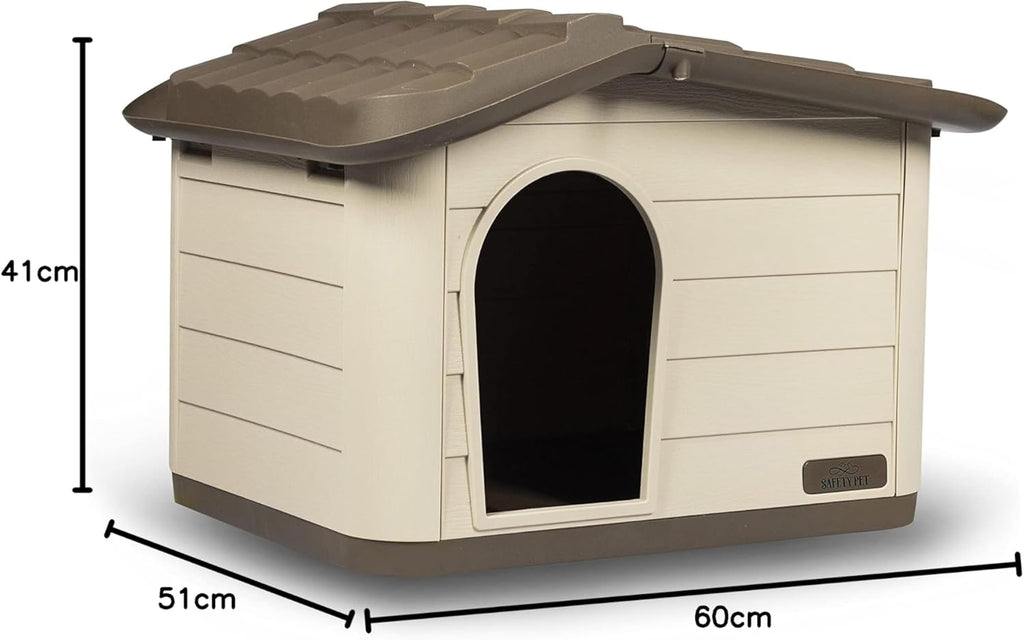 Safety Pet Villa Princess, Cuccia Smontabile per Cani Gatti, Cuccia in Materiali Riciclati, Tetto Asportabile, Dimensioni 60x41x51h Color Mocaccino